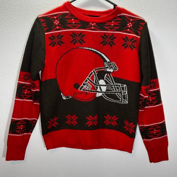 Cleveland Browns NFL Team Youth 10/12 Christmas Sweater Helmet - Picture 1 of 5
